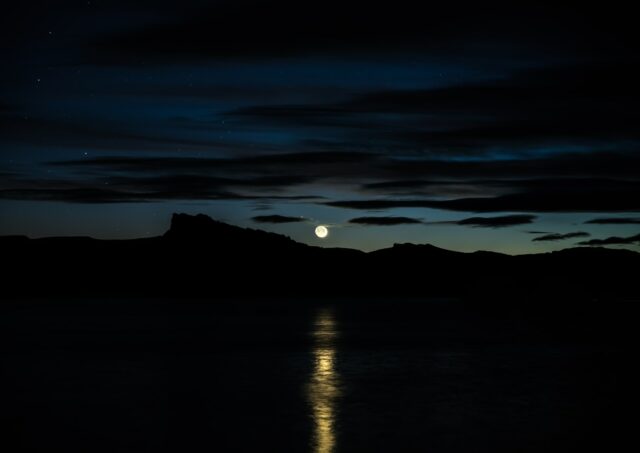 body of water during full moon