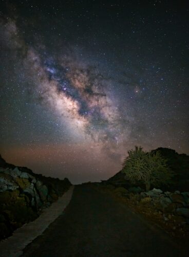 The milky is shining brightly in the night sky