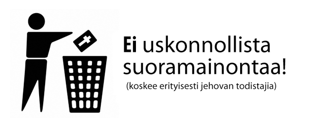 Ei uskonnollista suoramainontaa -lappu