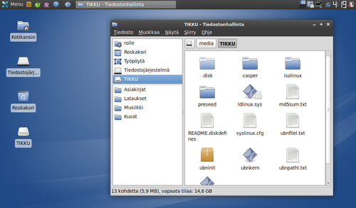 Kuva Kuki-Linuxin työpöydästä.