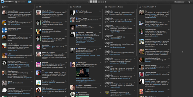 Kuva vanhasta Tweetdeckistä