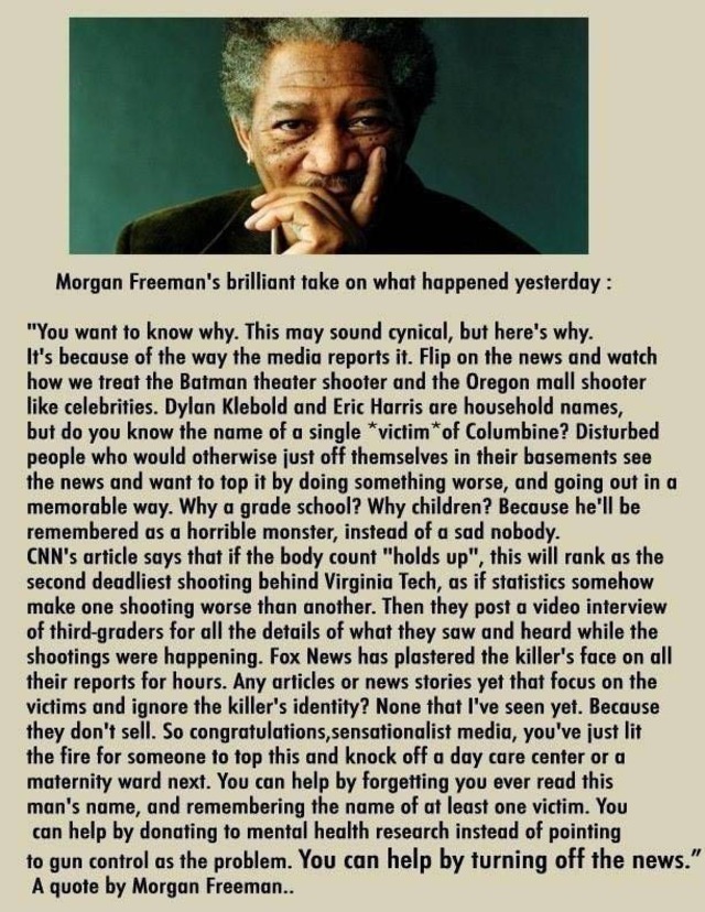 Morgan Freeman Sandy Hookin tapauksesta