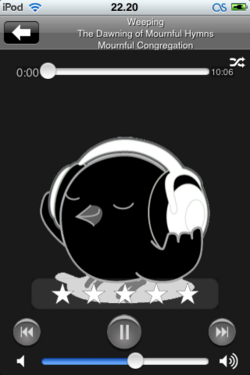 Kuvankaappaus iPod Touchin Songbird Remote-ohjelmasta